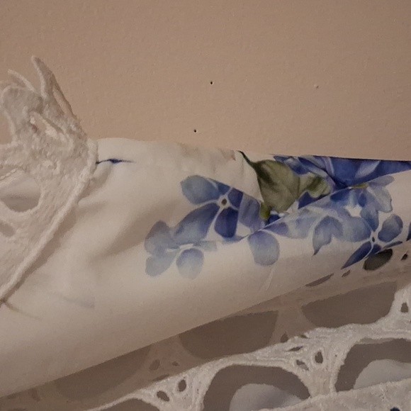 Elegant Blue and White Lace Dress - Picture 5 of 10